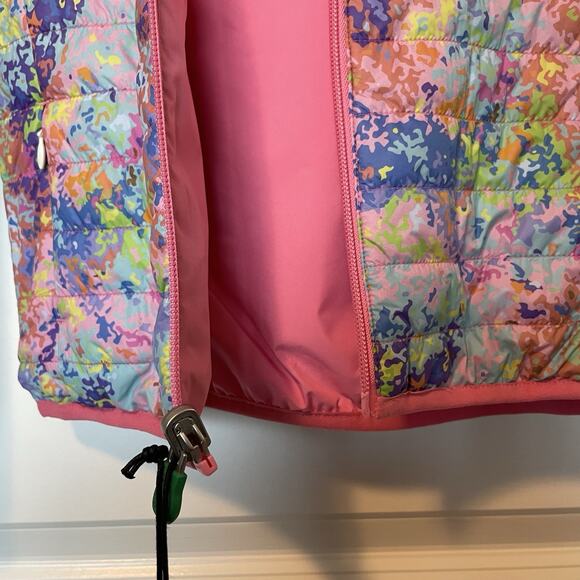 NWT Save The Duck Reversible Puffer Jacket Coat Size 6 Pink Multicolor Abstract - Picture 10 of 15